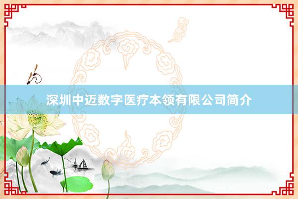 深圳中迈数字医疗本领有限公司简介